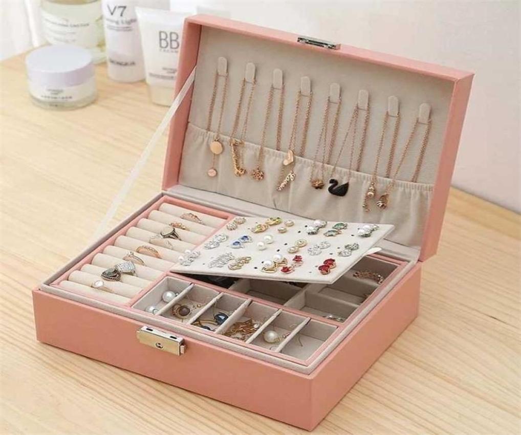 

DoubleLayer Velvet Jewelry Box High Capacity Leather European Storage Large Space Holder Gift 2111055421873