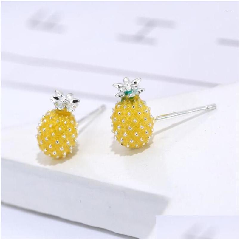 

Stud Earrings Creative Fashion Fruit Personality Sier Plated Jewelry Lovely Sweet Cute Pineapple Crystal Women E287 Drop Deli Dhgarden Dhrvb