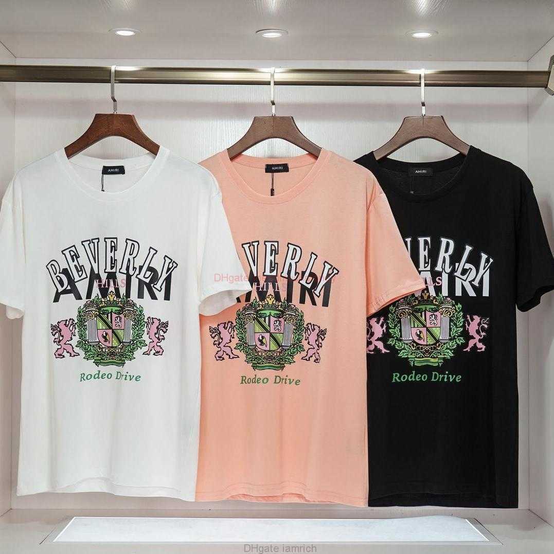 

Designer Fashion Clothing Amires Tees Am Tshirt 2023 New Fashion Brand Amies Emir Short Sleeve Tshirt Unisex Double Lion Emblem Ins Fashion Casual Top Luxury Casual T, White