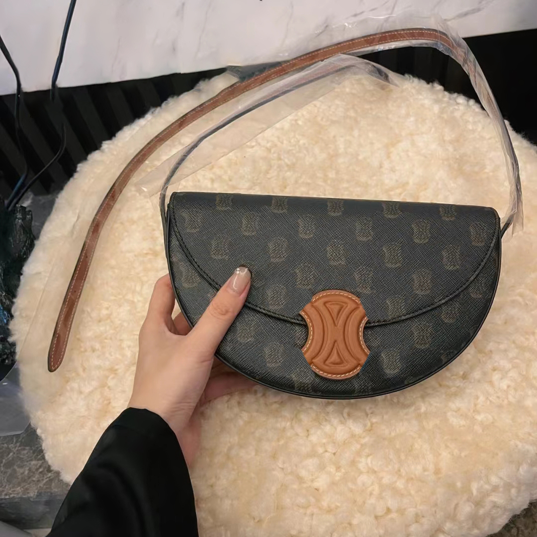 

Womens summer Half moon Croissant crossbody Bag mens fashion designer teen leather mini pochette Shoulder messenger bags Luxury flap Hobo clutch handbag tote bag, Mon0gram brown logo