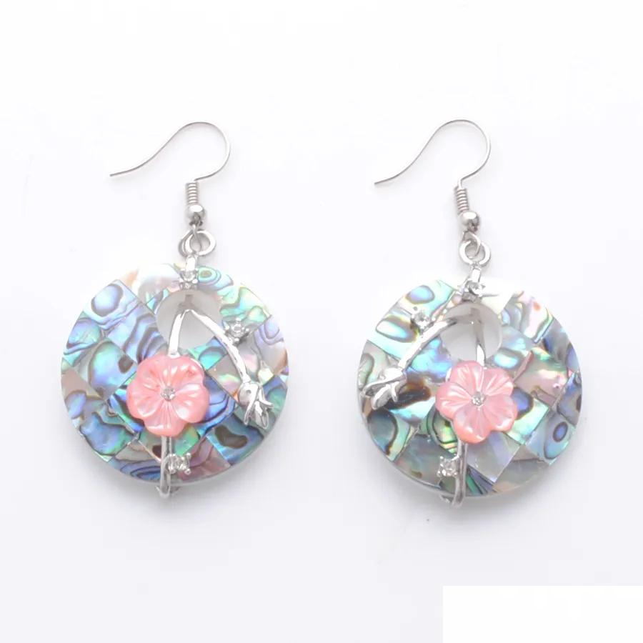 

Dangle Chandelier Hook Earrings For Women Girl Christmas Gifts Round Oval Hollow Natural Abalone Shell Bead Pendant Flower Br354 D Dh0Dl