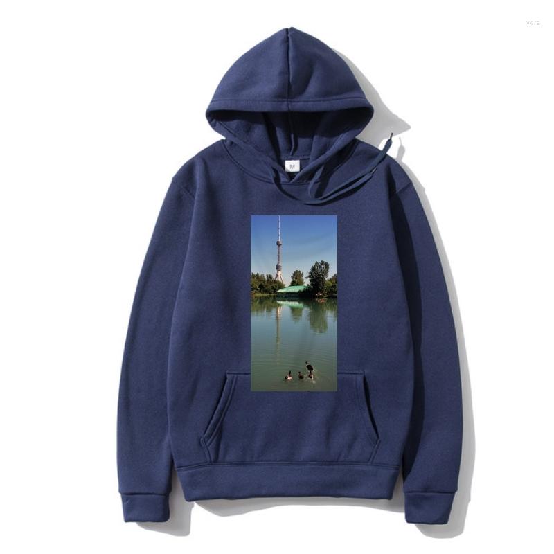 

Men' Hoodies Tv Tower A The Lakeside Tashken MenS Outerwear, Blue