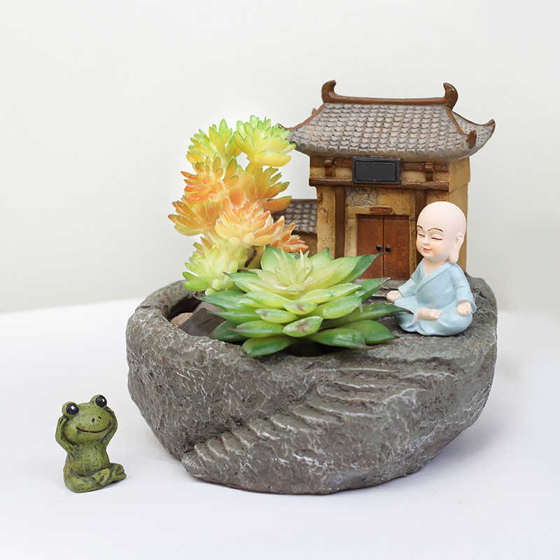 

Planters Pots 1pcs Buddhism Temple Resin Flowerpot Succulent Plants Planter Monk Flower Pot Home Garden Decoration Bonsai Flower Pot G230524