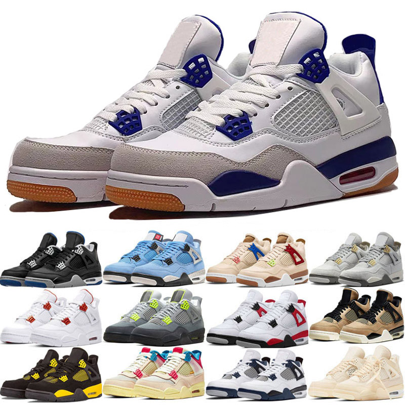 

Retro Basketball Shoes Jumpman 4 Men Black Cat Bred UNC University Blue Cactus White Grey Women Jordens 4s Pure Royalty Sports Sneakers Size 36-47