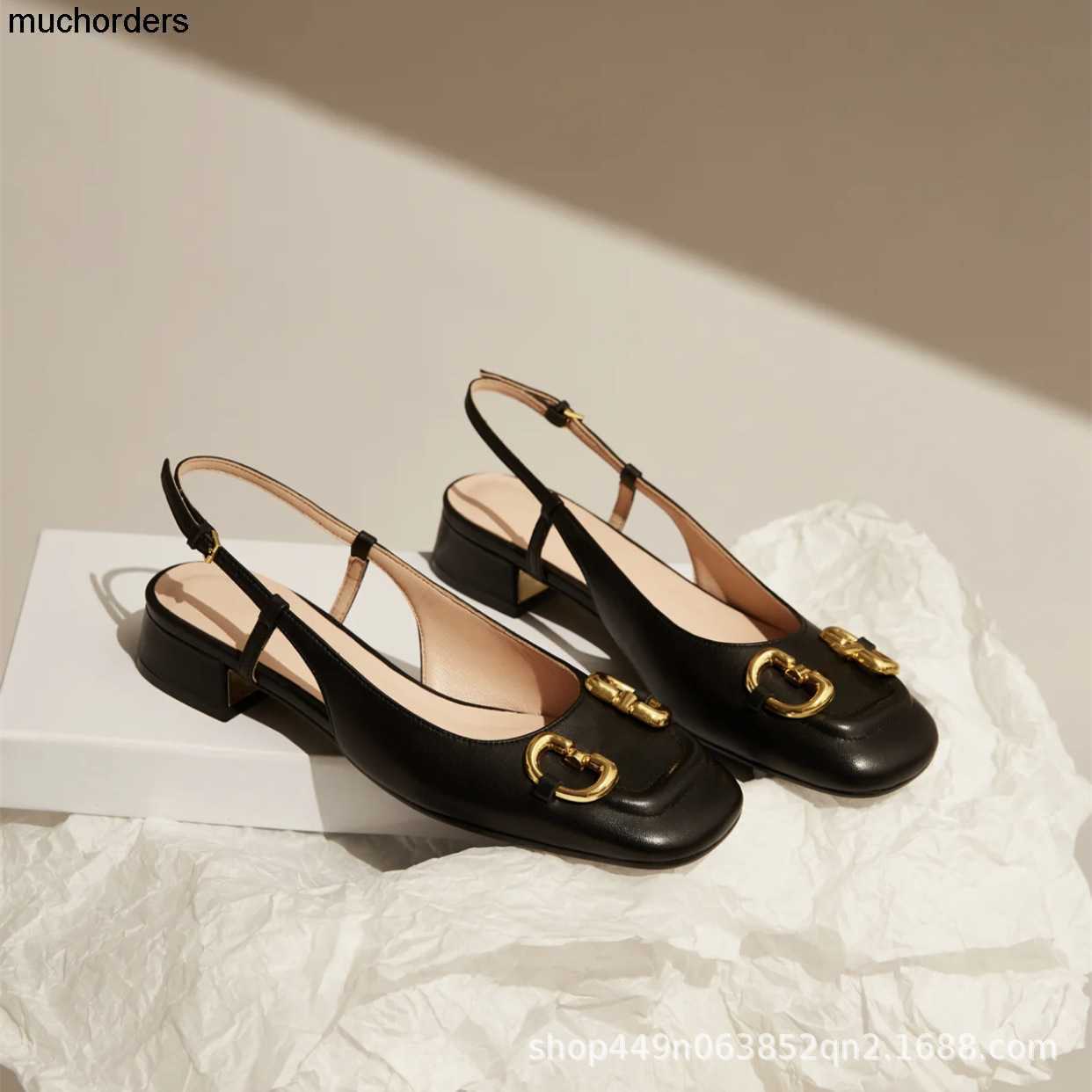 

G Family Shallow Mouth Square Head Single Shoes 2023 Spring New Metal Seat Buckle Candy Color 3-7 Heel Mary Jane Women's Shoes, Sandals 3cm pink