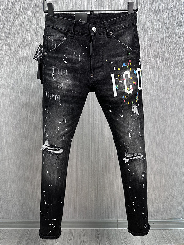 

DS,Q2 Men's Jeans European Jean Letter Star Men Embroidery Patchwork Ripped For Trend Brand Motorcycle Pant Mens Skinny, 15 #