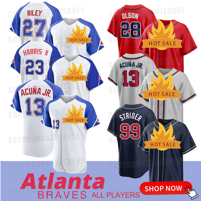 

27 Austin Riley Atlanta 2023 City Connect Braves Baseball Jersey 1 Ozzie Albies Charlie Morton Ronald Acuna Jr. Marcell Ozuna 99 Spencer Strider Bryce Elder SWEN, 2023 city connect-cool base