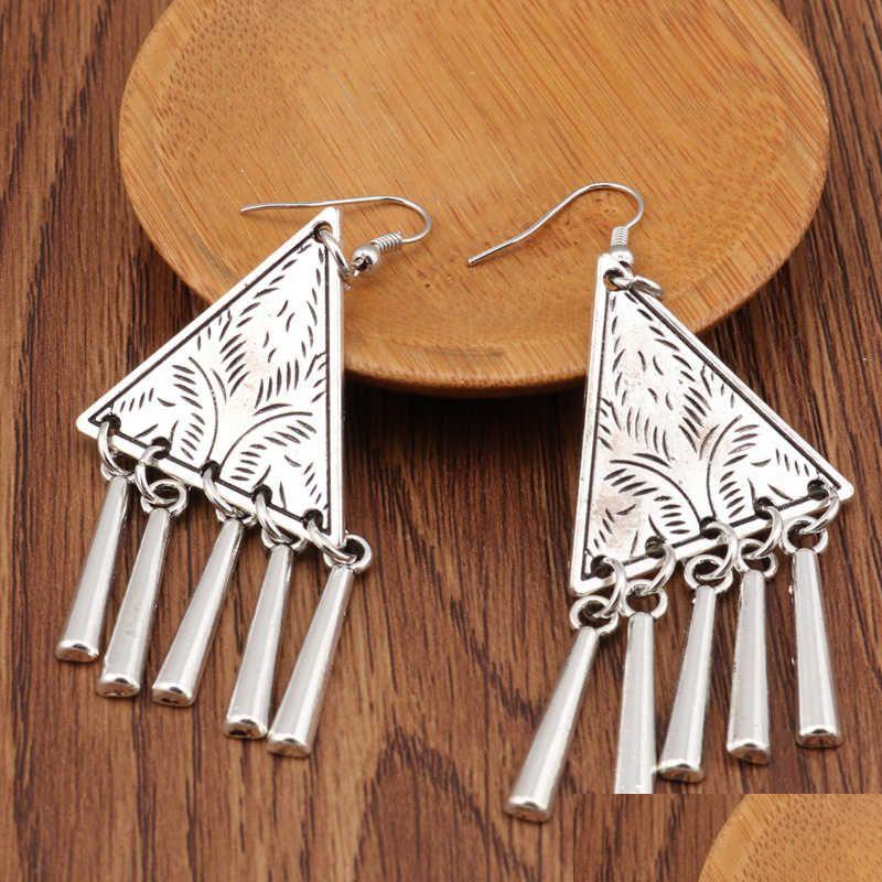 

Dangle Chandelier Womens Triangle Pattern Tibetan Sier Earrings Gstqe014 Fashion Gift National Style Women Diy Earring Drop Delive Dhkes
