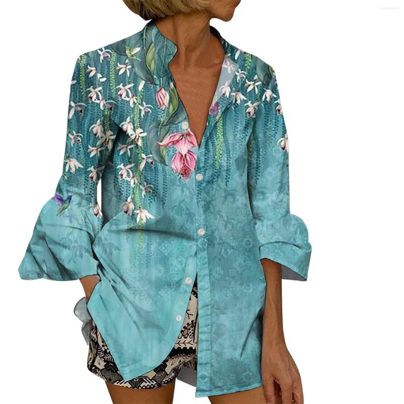 

Ethnic Clothing Women Dressy Casual Seventh Sleeve Shirts Blouses Folding Cuff V Vintage Print White Shirt Harjauku Elegant Oversized