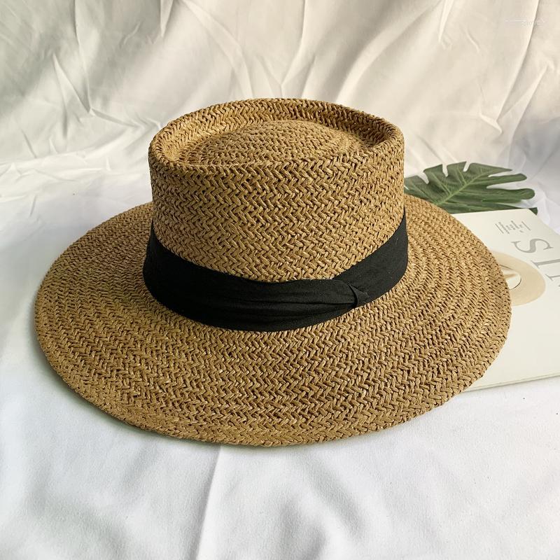 

Wide Brim Hats Womens Foldable Summer Straw Hat Fedora Sun Beach Women Holiday Panama Cap Fashion Concave Flat ProtectWide, 03