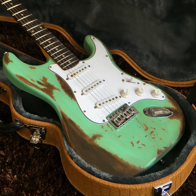

Guitar production factory custom pattern retro electric guitars in green258