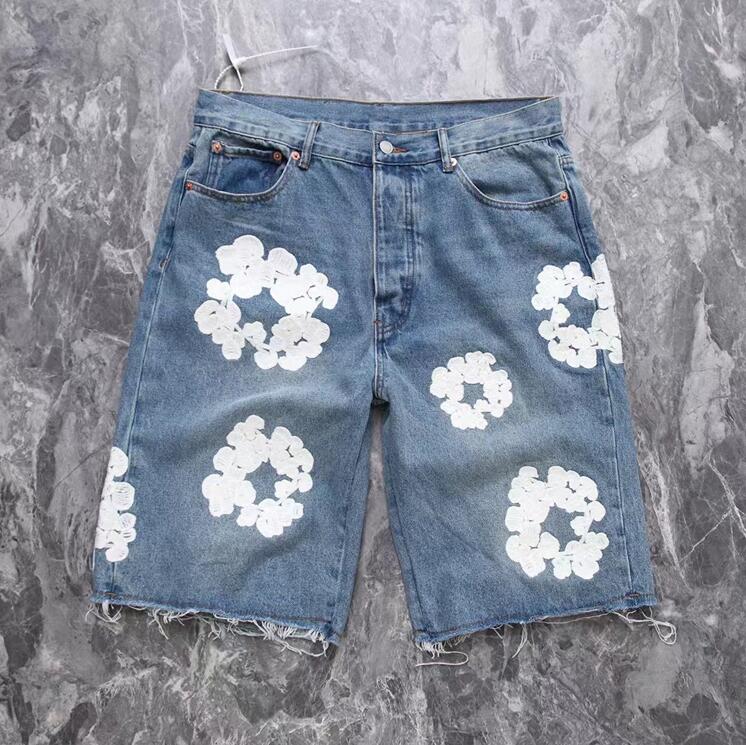 

Denim Embroidered Jeans Shorts Men Women 1 Quality Washed Vintage
