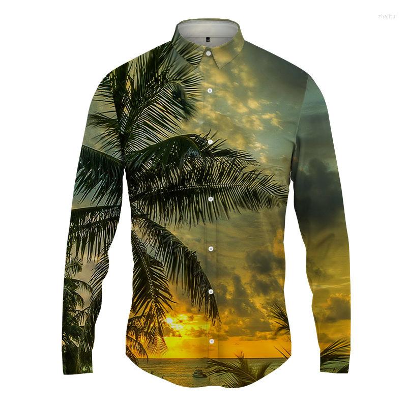 

Men's Dress Shirts Fun Hawaiian Shirt 3D Printing Men's Casual Long Sleeve Top Fashion Button Style Cardigan Large Spring And Autumn, Smt310fh