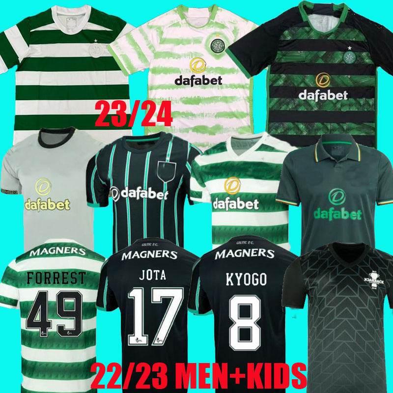 

2023 2024 Celtic Fourth soccer jerseys home away third 4th KYOGO JOTA AJETI 22 23 24 Mens Kids MCGREGOR TURNBULL STARFELT football shirts fans player champions, 23/24 black kids