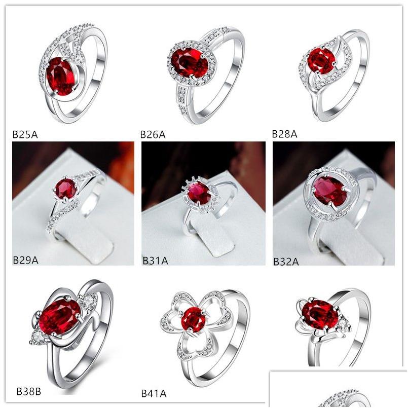 

Solitaire Ring Leaves Flower Red Gemstone 925 Sier Gtgr3 High Grade Sterling Plated Rings 10 Pieces Mixed Style Drop Delivery Jewelry Dhwny