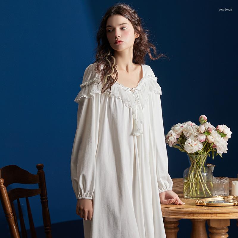 

Women's Sleepwear Night Wear Women Vintage Nightgowns Cotton Lace Dress, White