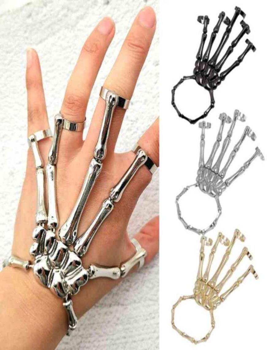 

Steam Punk Bracelet for Men Gothic Hand Skull Skeleton Elasticity Adjustable Couple Women Bangles Jewelry Gift2344374