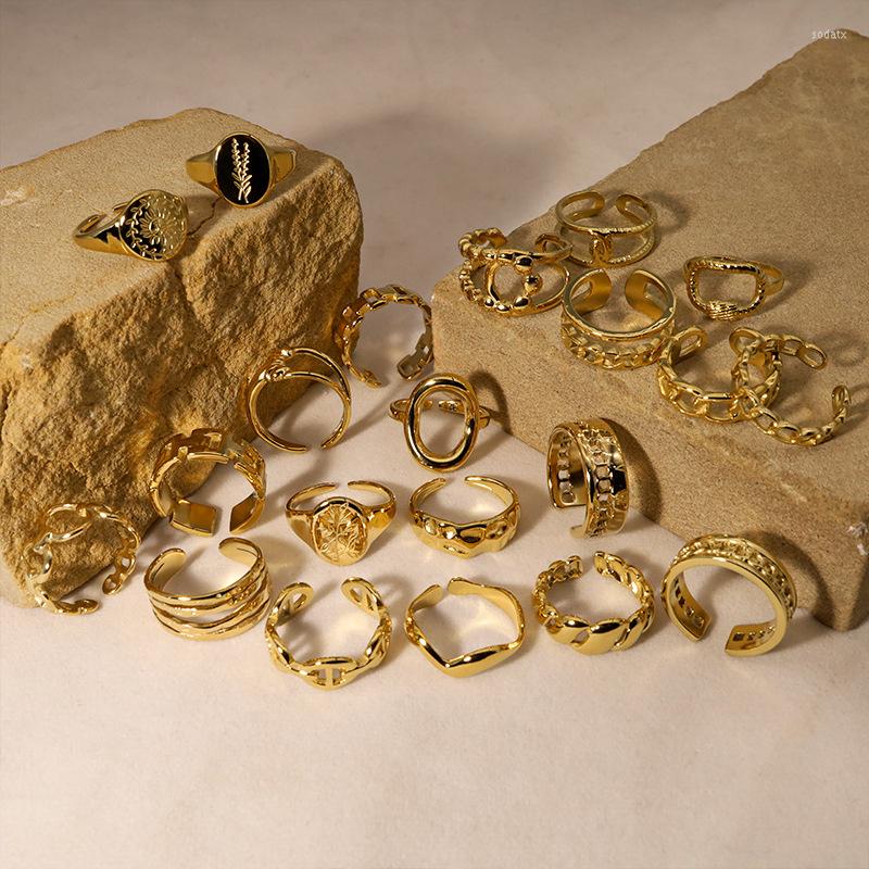 

Cluster Rings Simple Titanium Steel Ring Does Not Fade Ins Flower Niche Trend Irregular Opening