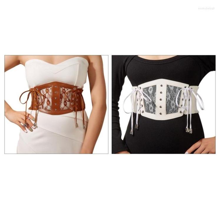 

Belts Waist Corsets For Girls Ruffle Edge Lace Flower Elastic Corset Sexy Bustier Y1UA9247357, White