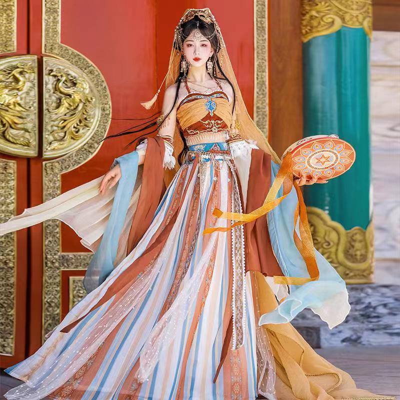 

Tianzhu Princess's Exotic Style Hanfu Female Western Region Goddess Dance Performance Dress Ancient Costume Complete Spring and Autumn Festival Set