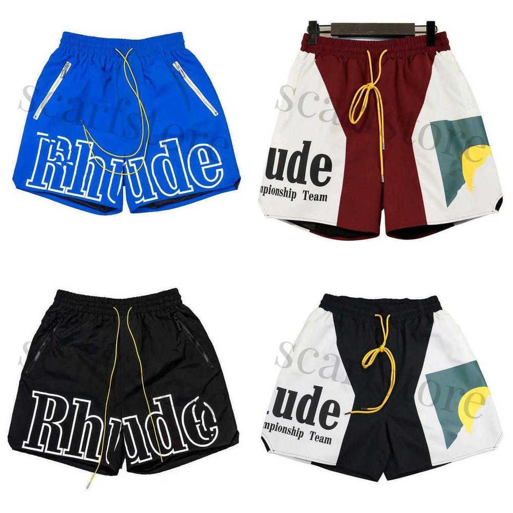 

shorts Rhude Summer High Street Fashion Sunset Letter Print Color Contrast Sporty Casual Loose Men' Shorts, Customized