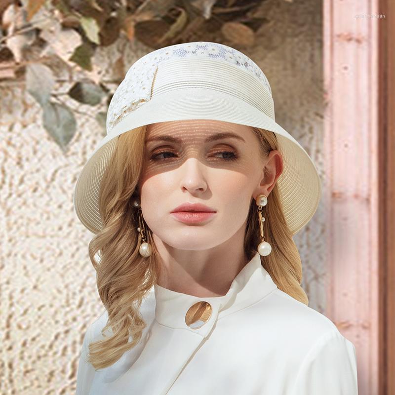 

Wide Brim Hats X4168 Summer Travel Sunscreen Hat Adult Fashion Sun Cap Foldable Top Straw Panama Female Beach Lady, White