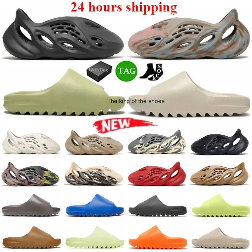 

2023 slides foam runners Sandals Slippers foam Slide Onyx Bone Resin Sulfur Stone Sage Mineral Blue Pure Resin Belt Men Ladies Clogs Beach Women Girls Sandal, Colour-13