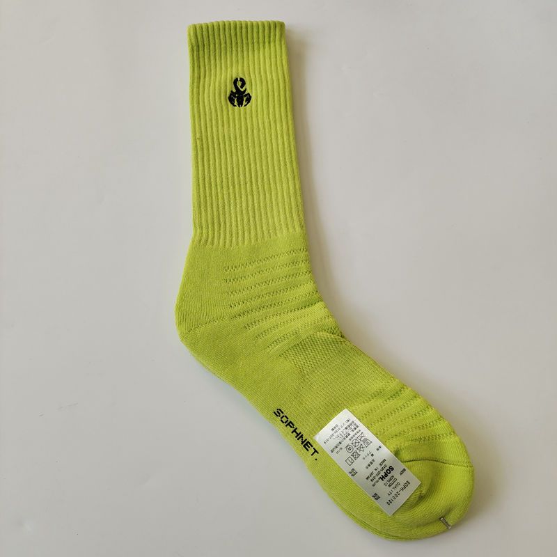 

Mens Socks Women Stockings Sophnet Scorpion Embroidered Solid Color Fluorescent Cotton Sports Socks, Brown
