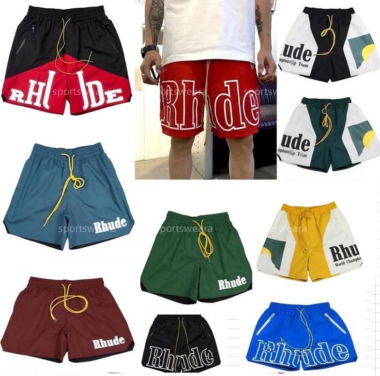 

Designer Rhude Men's Shorts Summer Fashion Beach Pants Men High Quality Street Wear Red Blue Black Purple Gray Pants Mens Loose Short size S-XL, Cus12