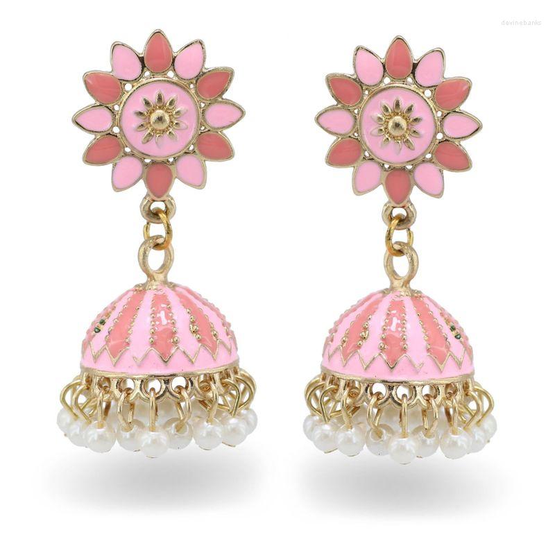 

Dangle Earrings Bohemian Sunflower Drop For Women Multicolors Enamel Pearls Statement Vintage Wedding Party Jewelry Gift