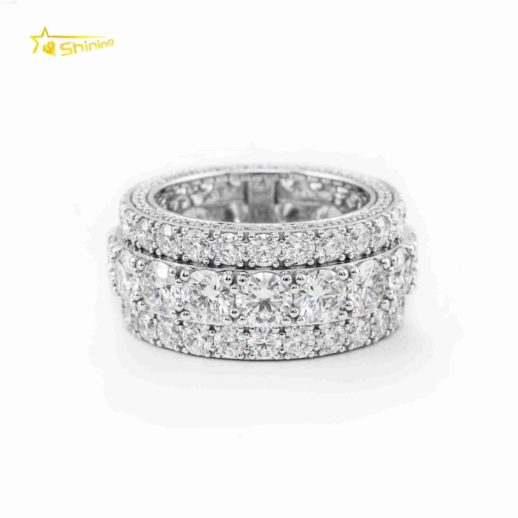 

Solid Gold Iced Out VVS Moissanite Diamond Rings Custom Hip Hop Real Gold Hip Hop Ring