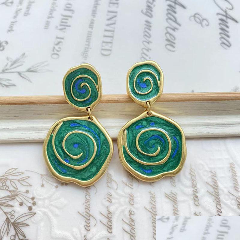 

Stud Earrings Antique Double Thread Drop Glaze Plated With Real Gold S925 Sier Needle Delivery Jewelry Dhgarden Dha71