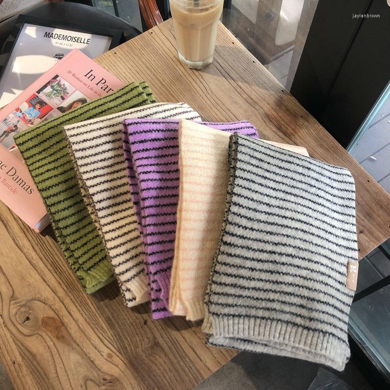 

Scarves Striped Women Scarf Women's Long Autumn Winter Ins Knitted Warm Student Fashion Couple