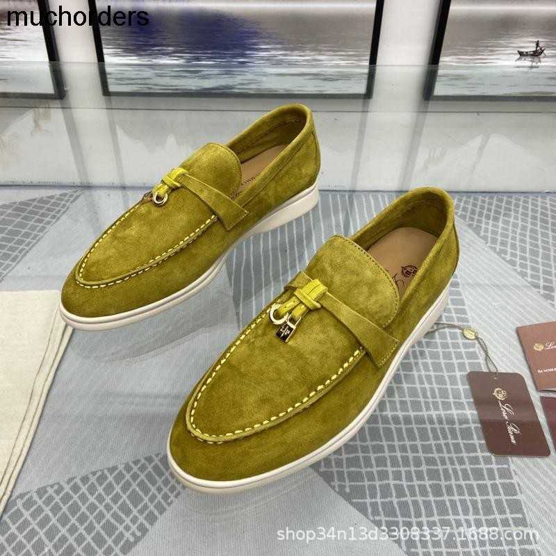 

High edition LP men's leather bean shoes one foot sheep shoes flat shoes leisure shoes loafers Lefu shoes women's large shoes, Chestnut