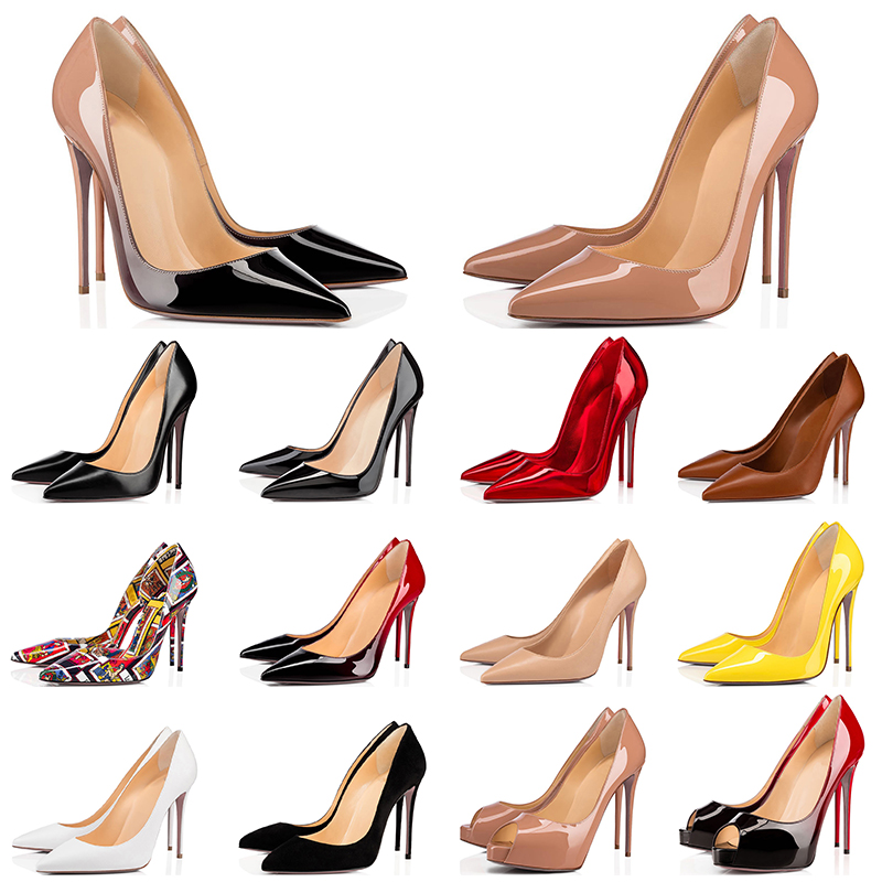 

Red Bottoms designer shoe High Heels 8 10 12CM So Kate Nude White womens ladies Dress Party Wedding Office Career Genuine Leather Point Toe Pumps size 35-44
