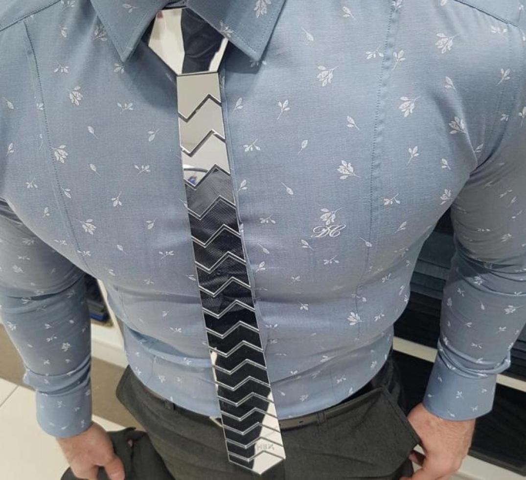 

Neck Tie Set GEOMETIE Handmade Geometric Pattern Necktie Saw Tooth Shape Silver Mirror Ties for Men Fashion Wedding Accessory Fash3975453