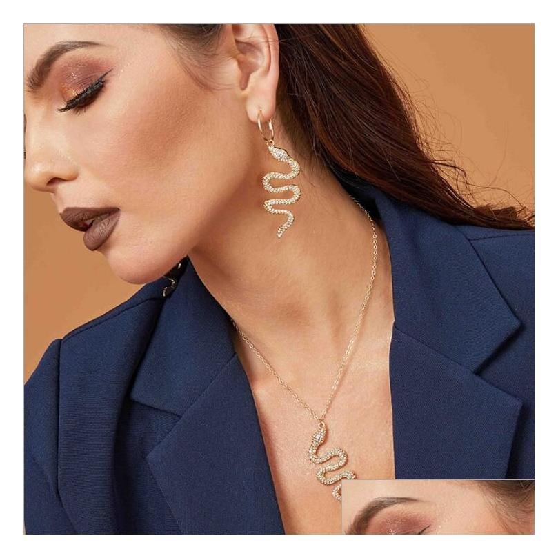 

Earrings Necklace Metal Snake With Diamonds Necklaces Earring Jewelry Sets Gsfs026 Fashion Women Gift Set Drop Delivery Dhujq, As show