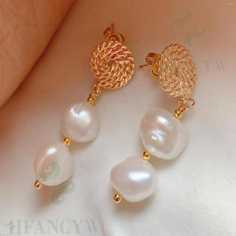 

Dangle Earrings White Baroque Pearl Earring 18k Ear Drop Hook Gift Jewelry Real Wedding Natural