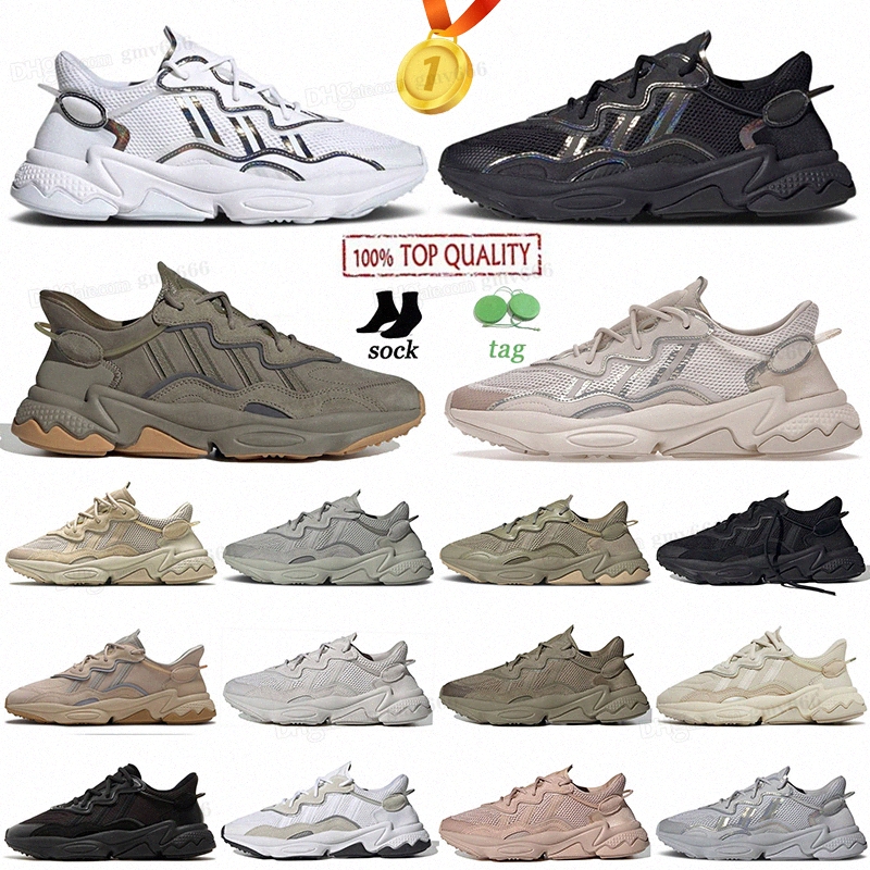 

Original Shoe Trace Cargo Leather ozweego mens women running shoes Triple Cloud White Black Iridescent Pale Nude platform designer trainers sports sne v1Vx#