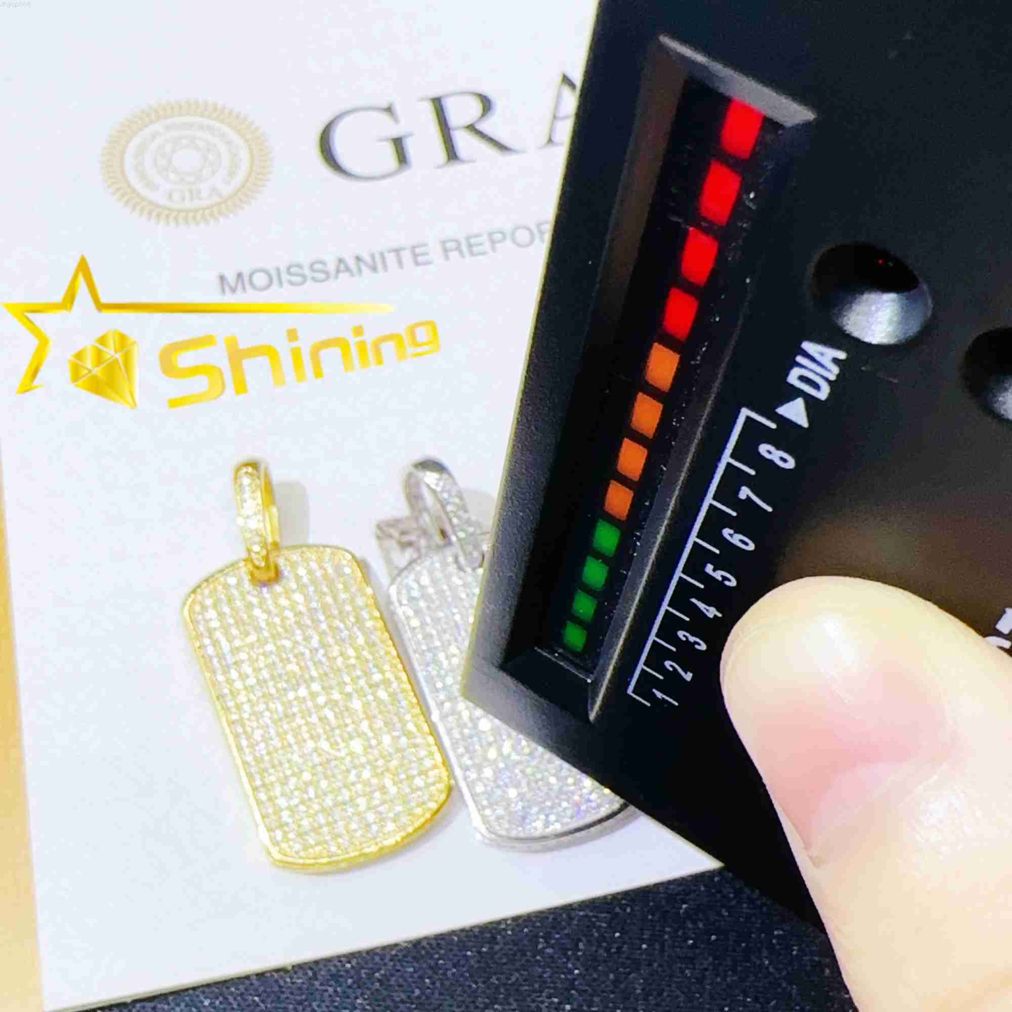 

Pass diamond tester moissanite pendant 925 silver necklace pendant hip hop iced out jewelry dog tag pendant