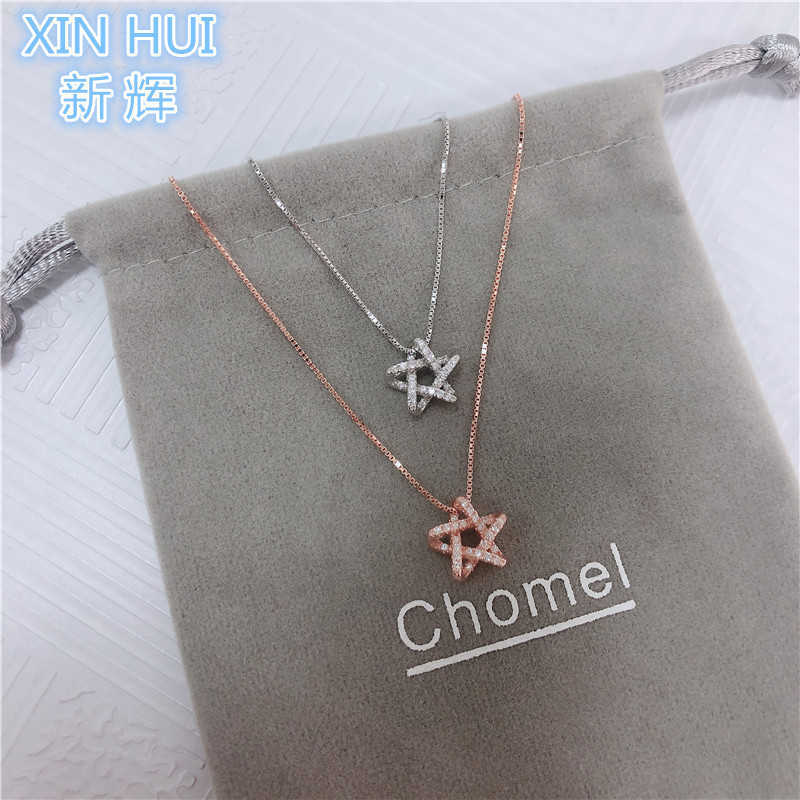 

Singapore chomrl necklace ladies' star pendant niche pentagram clavicle chain student gift