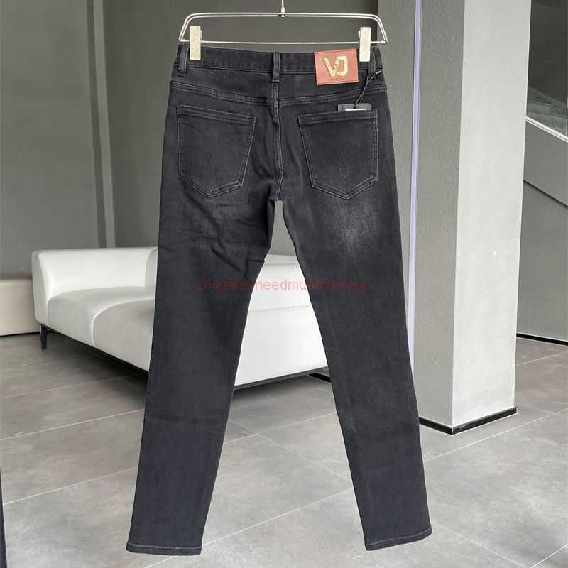 

Designer Clothing Amires Jeans Denim Pants Amies 2022 Autumn New Premium Jeans Mens Trendy Slim Fit Feet Made Old Wash Water Micro Elastic Pants Distressed Ripped Ski, Dark gray