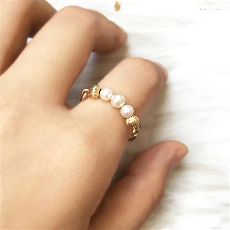 

Cluster Rings 14K Gold Filled Natural Pearl Jewelry Knuckle Boho Mujer Bague Femme Handmade Minimalism Women