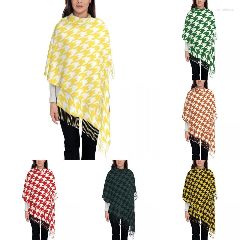

Scarves Customized Print Yellow Dogstooth Scarf Women Men Winter Warm Houndstooth Geometric Shawl Wrap