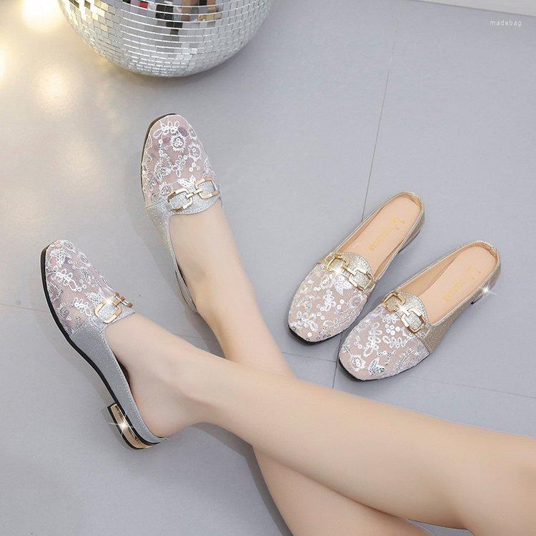 

Slippers 2023 Summer Fashion Women's Sandals Low Heel Flat Shoes Women, Gold