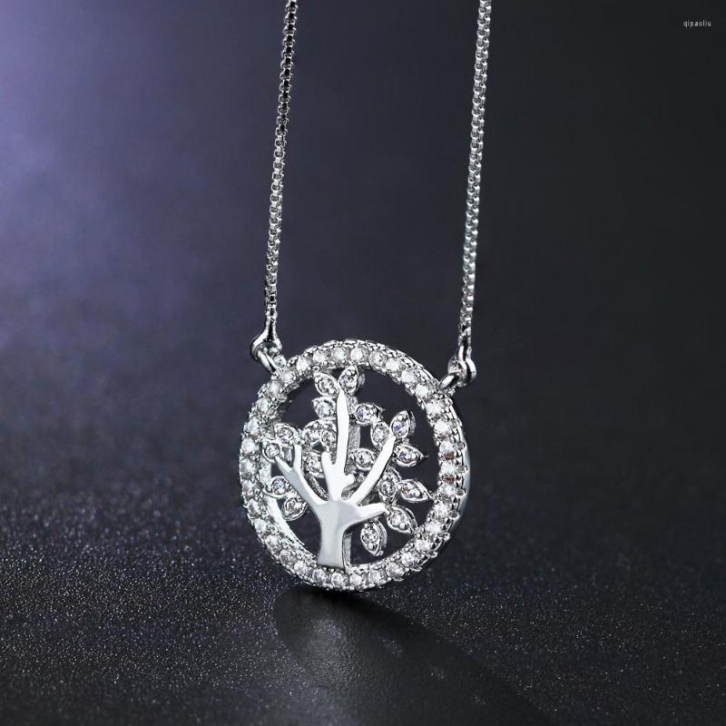 

Pendant Necklaces Ranos Tree Of Life Necklace Pave CZ Pendants Small Circle Round Women Bijoux Statement PWX024