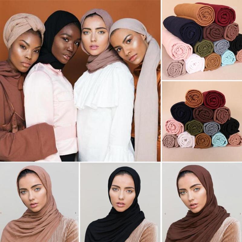 

Scarves 180 95cm Muslim Hijab Long Scarf Crinkle Cloud Soft Headscarf Shawl Wrap Solid Color Islam Turban Pashmina Cape Poncho Headwrap