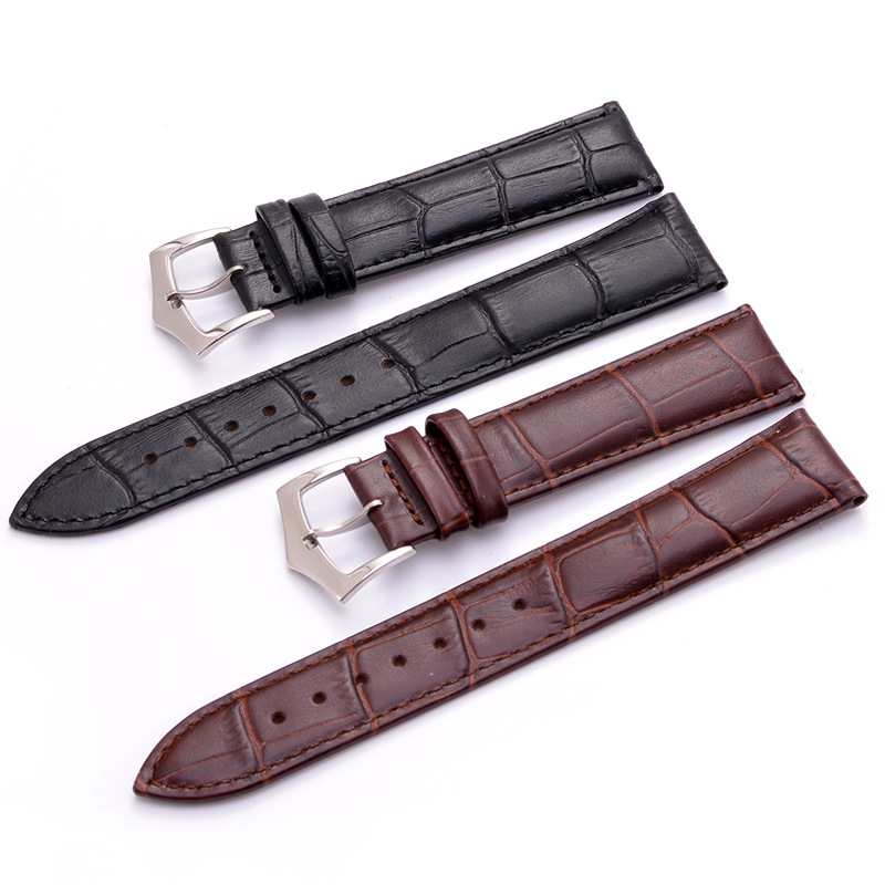 

Soft Genuine Leather bands 18mm 19mm 20mm 21mm 22mm 24mm Men Black Brown Band Strap Silver Buckle Watch Accessories