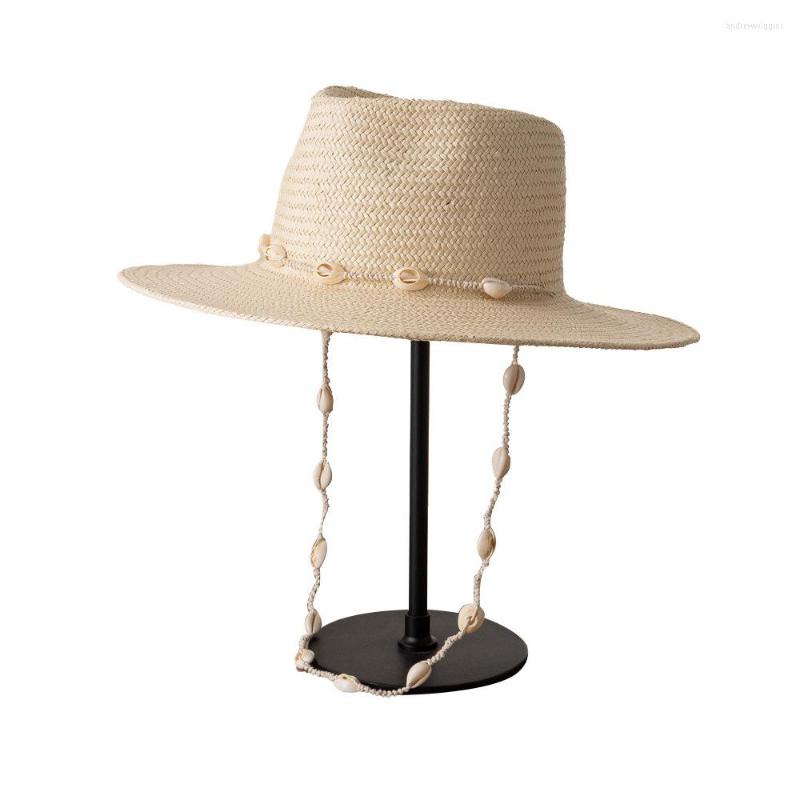 

Wide Brim Hats Vintage Shell Chain Straw Hat Bucket Women's Summer Caps Women Outdoor Sunshade Sunscreen Tourism Beach Cap, White