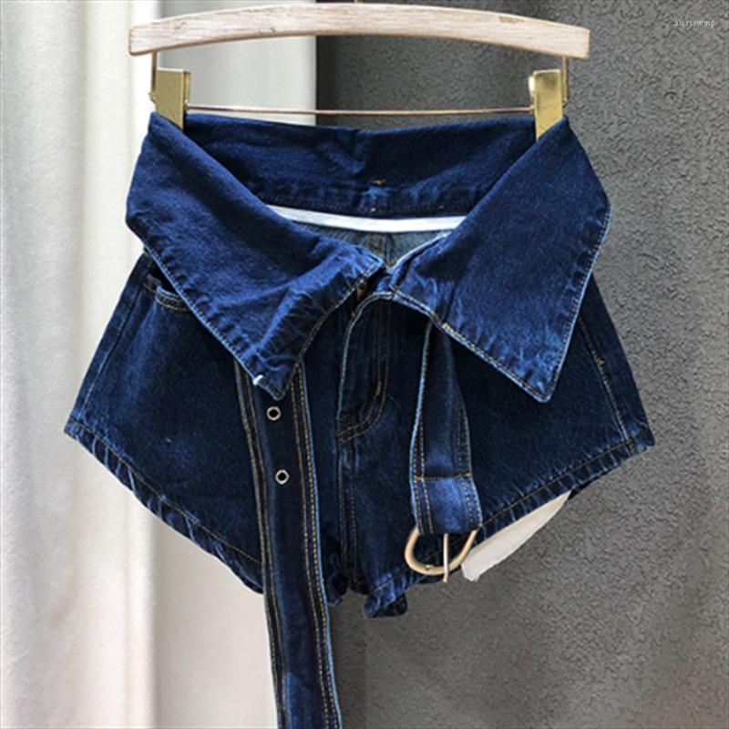 

Women' Shorts Fashion Wide-legged A Line Solid Color Denim Women High Waisted Female Elastic Short Jeans, Black